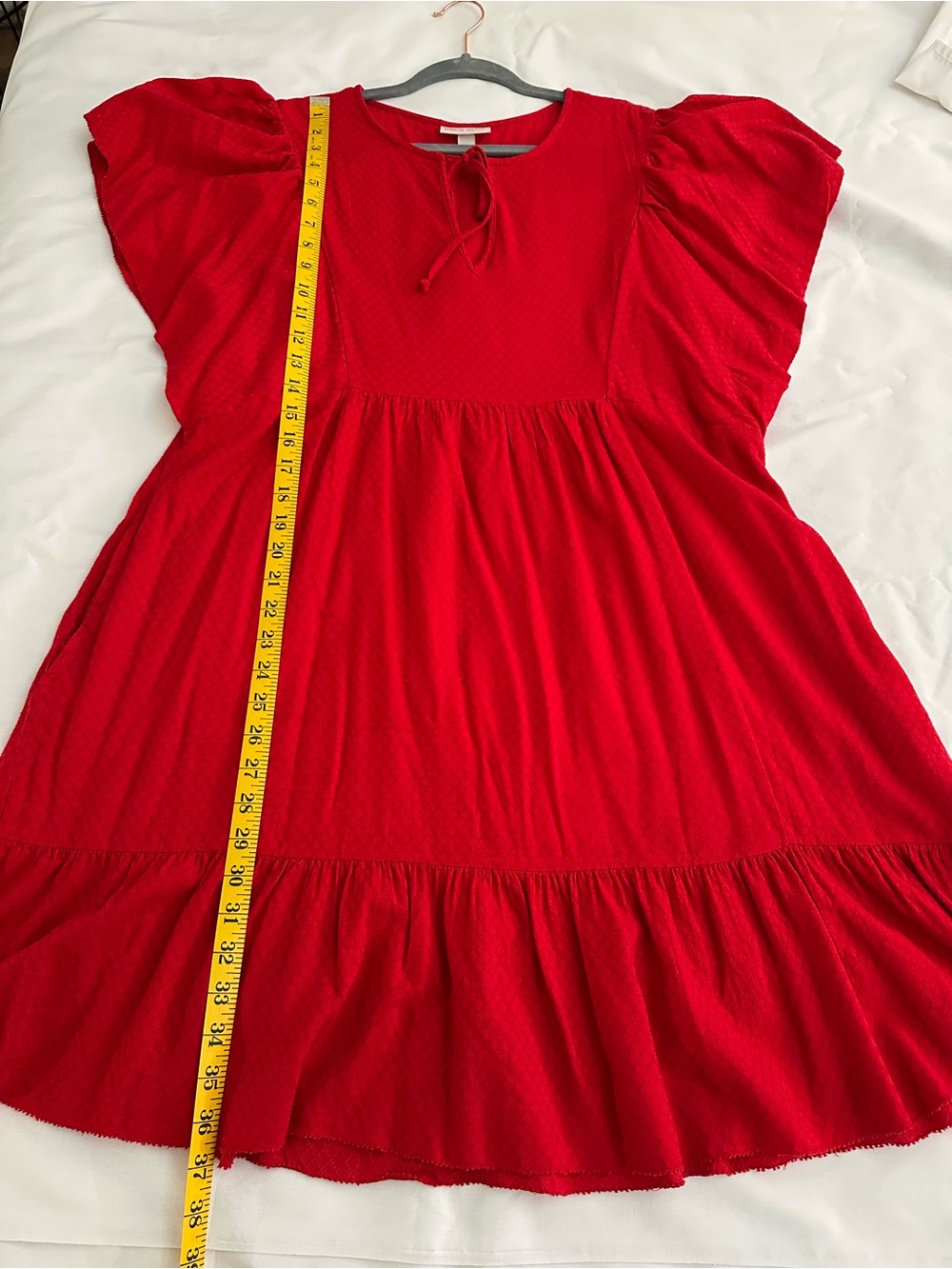 Knox Rose Red V‑Neck Short Flutter Sleeve Tiered Dress - Picture 5 of 7